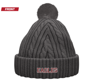 Cable Knit Pom-Pom Beanie - Dark Gray EAGLES
