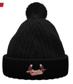 Cable Knit Pom-Pom Beanie - Black
