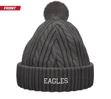 Cable Knit Pom-Pom Beanie - Dark Gray EAGLES