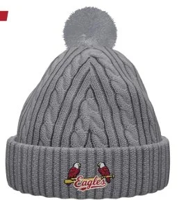 Cable Knit Pom-Pom Beanie - Gray