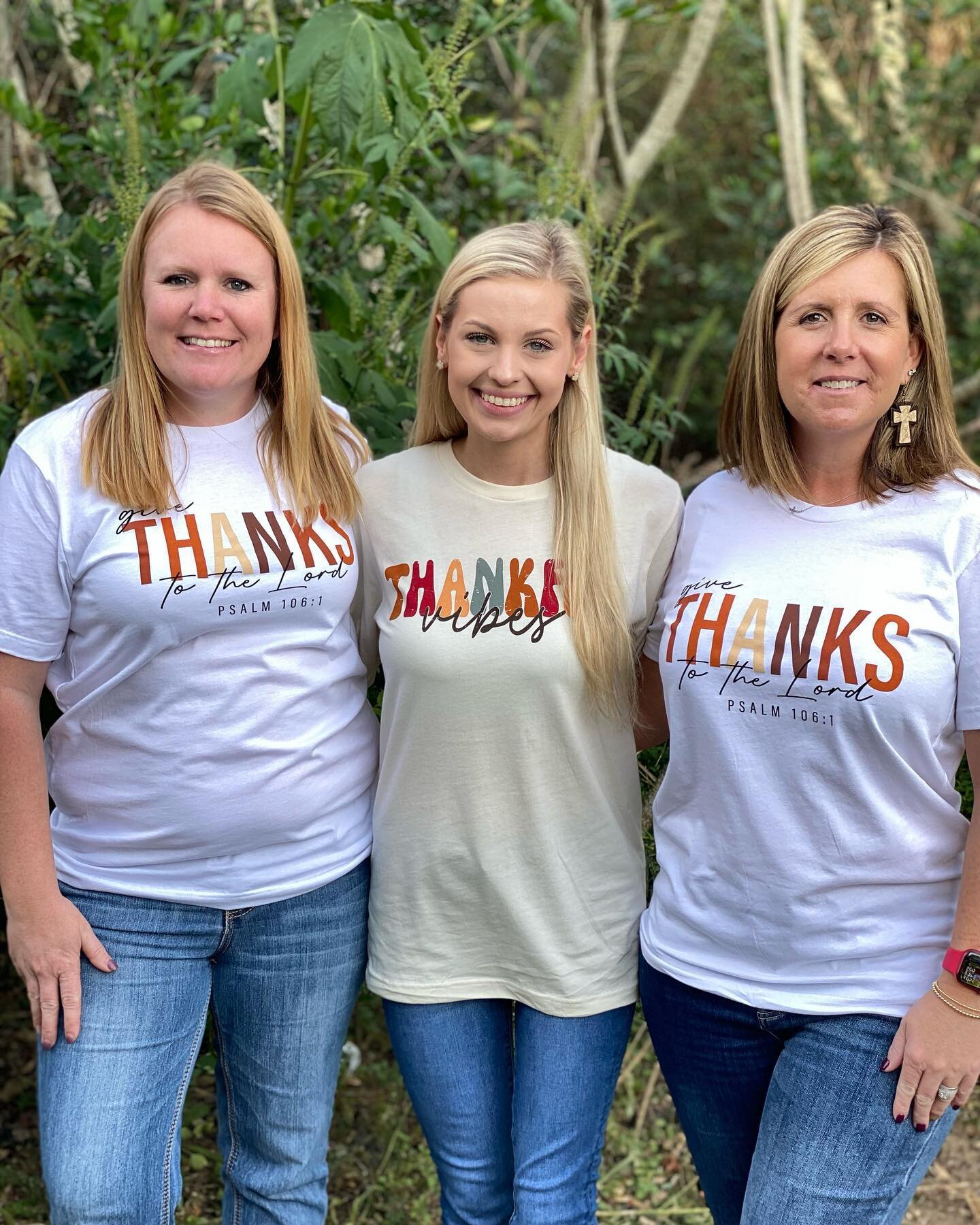 Our Thanksgiving shirts are now available for purchase. Come by and grab one before they're gone!

Give Thanks to the Lord - $10 - Adult Sizes - Short Sleeve
Thankful Vibes - $15 - Adult Sizes - Long Sleeve
Gobble Gobble Gobble - $10 - Youth Sizes - 