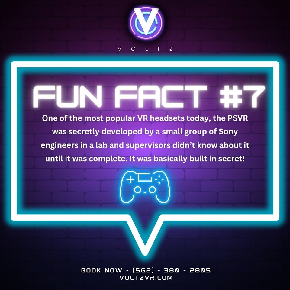 Did you know this unique facet about Playstation? Let us know in the comment section below! #playstation #psvr #vrgaming #virtualreality #socal #orangecounty #funfacts #voltz #thingstodo

Go to Voltzvr. com or call (562) 380-2805 to book an experienc