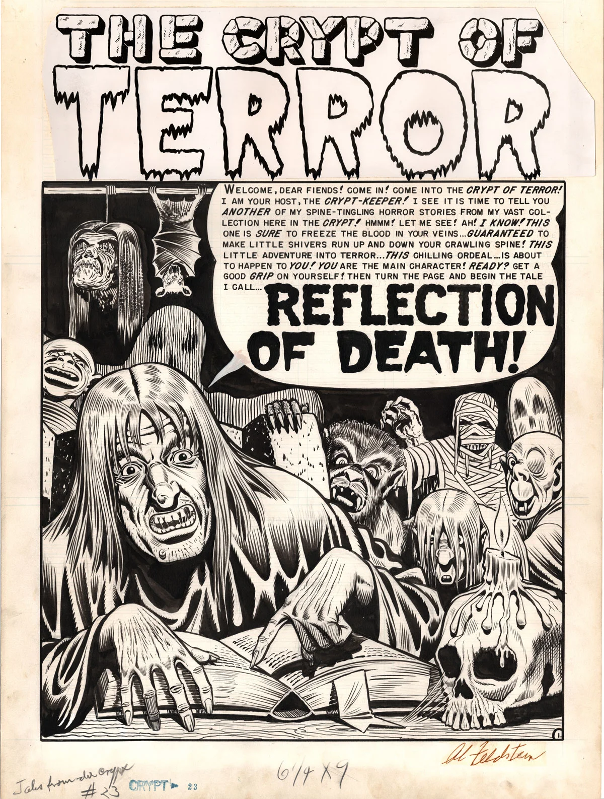 “Reflection of Death,” from Tales from the Crypt #23 (April/May 1951), written and drawn by Al Feldstein. Images are property of William M Gaines Agent, Inc. © 2019.