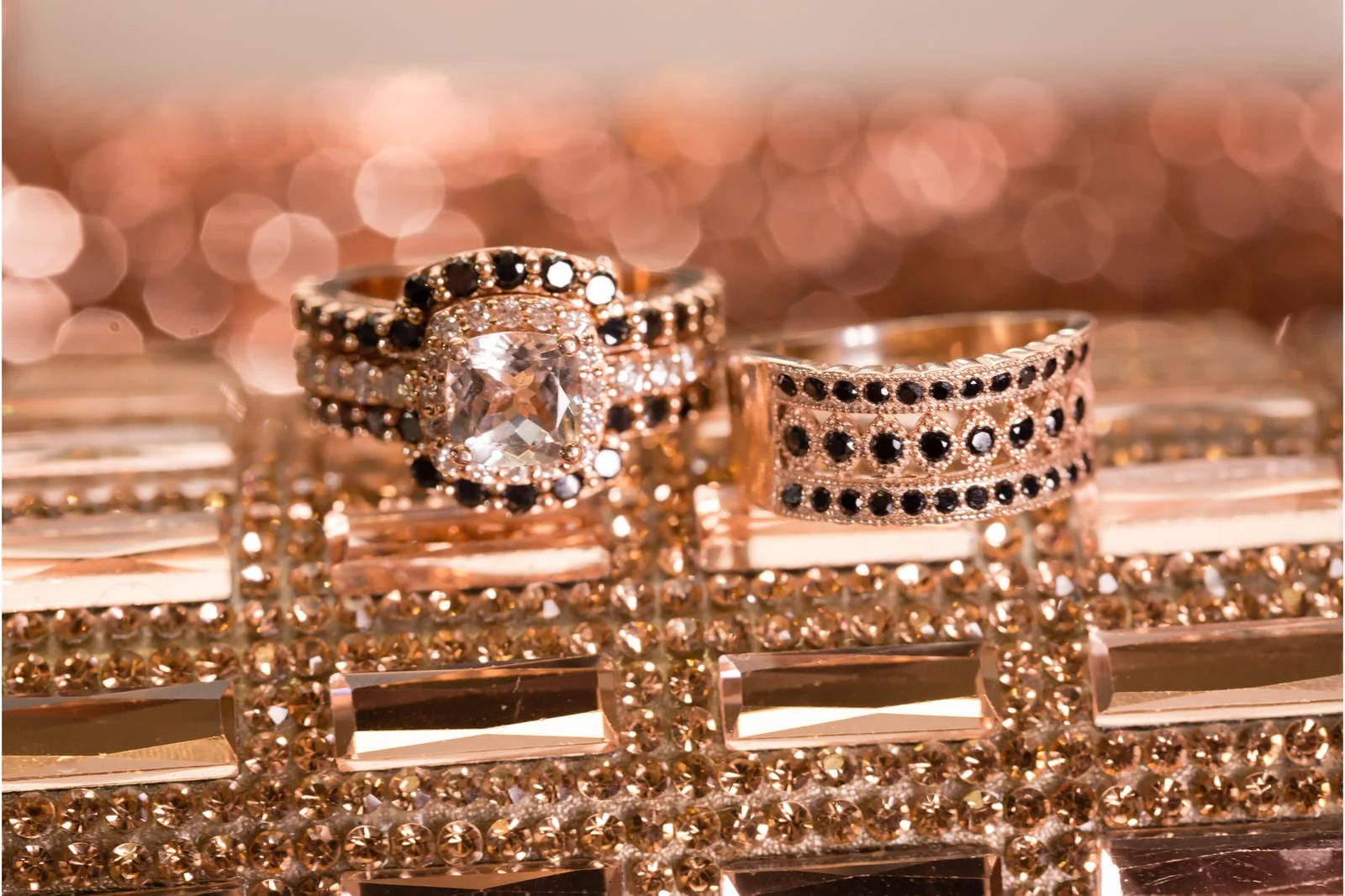 Black diamonds and rose gold are a statement.