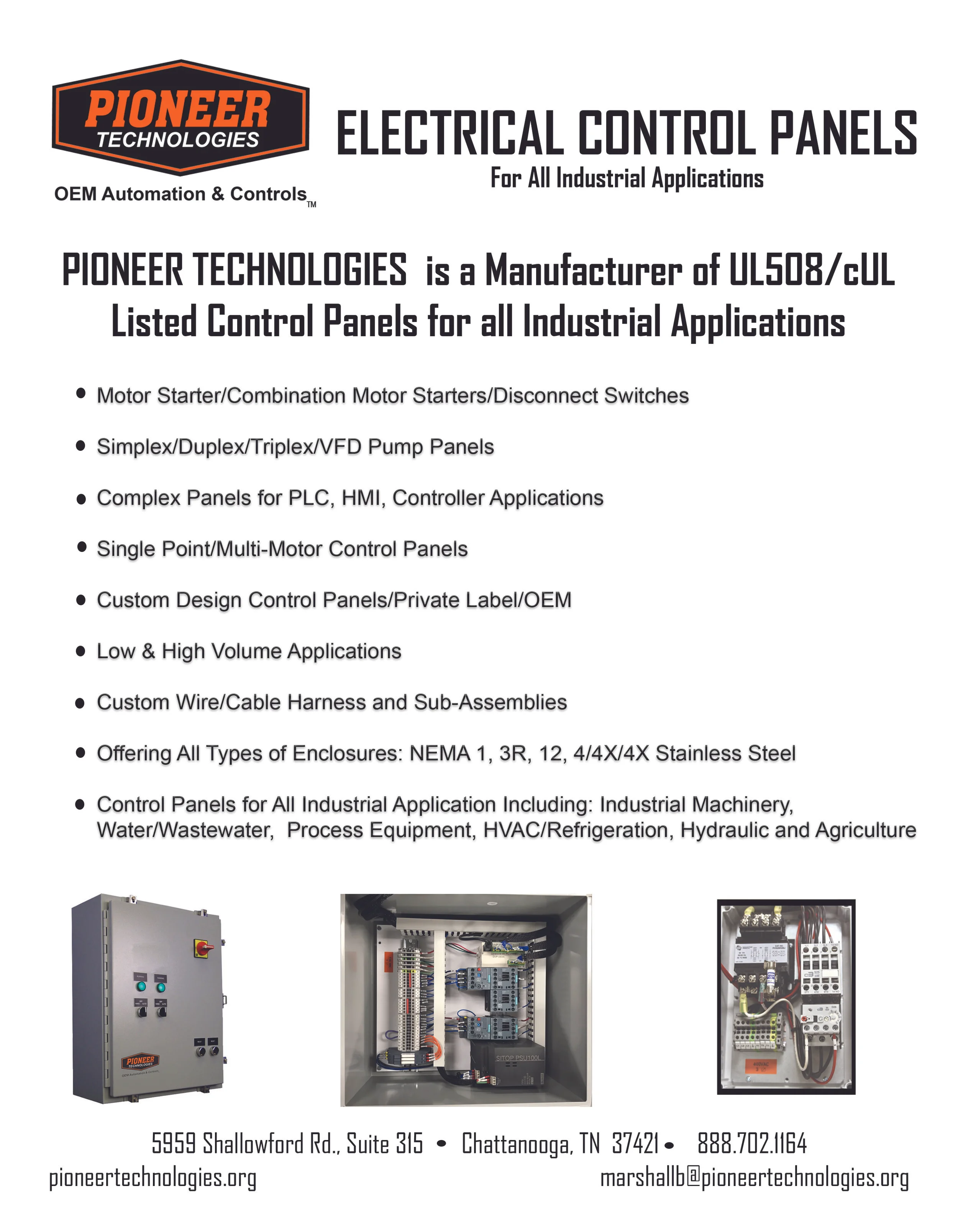 Pioneer Technologies Electrical Control Panel Brochure