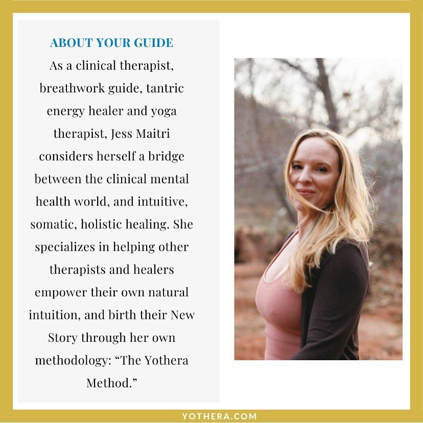 Hey! 🥰 I&rsquo;m Jess Maitri. Allow me to take this opportunity on this lovely Taurus new moon 🌙 to introduce myself to all you newbies!

The @yothera_method is my own personal modality (yes, birthed and developed by me!) that blends psychology, na