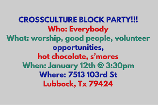 CROSSCULTURE BLOCK PARTY!!!