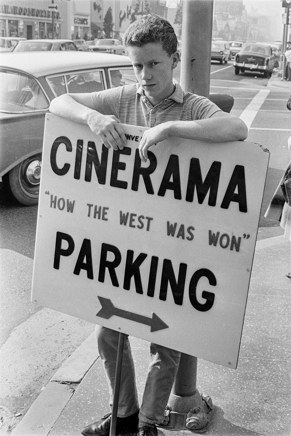   Sign holder, Hollywood Boulevard, 1962  