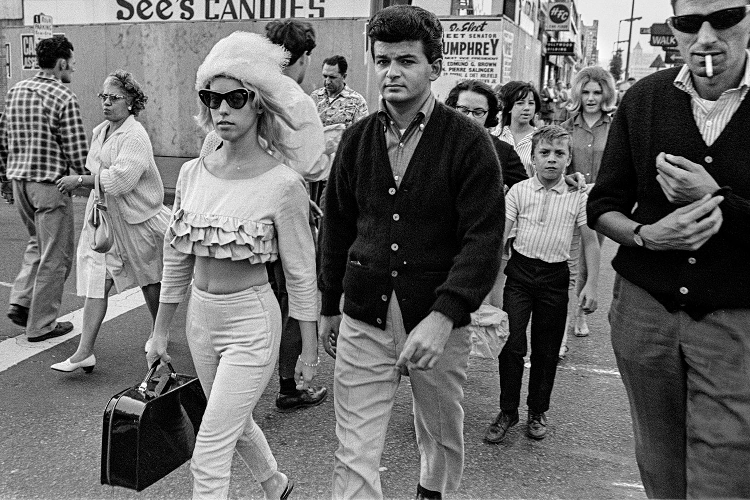   Strutting down Hollywood Boulevard, 1964  