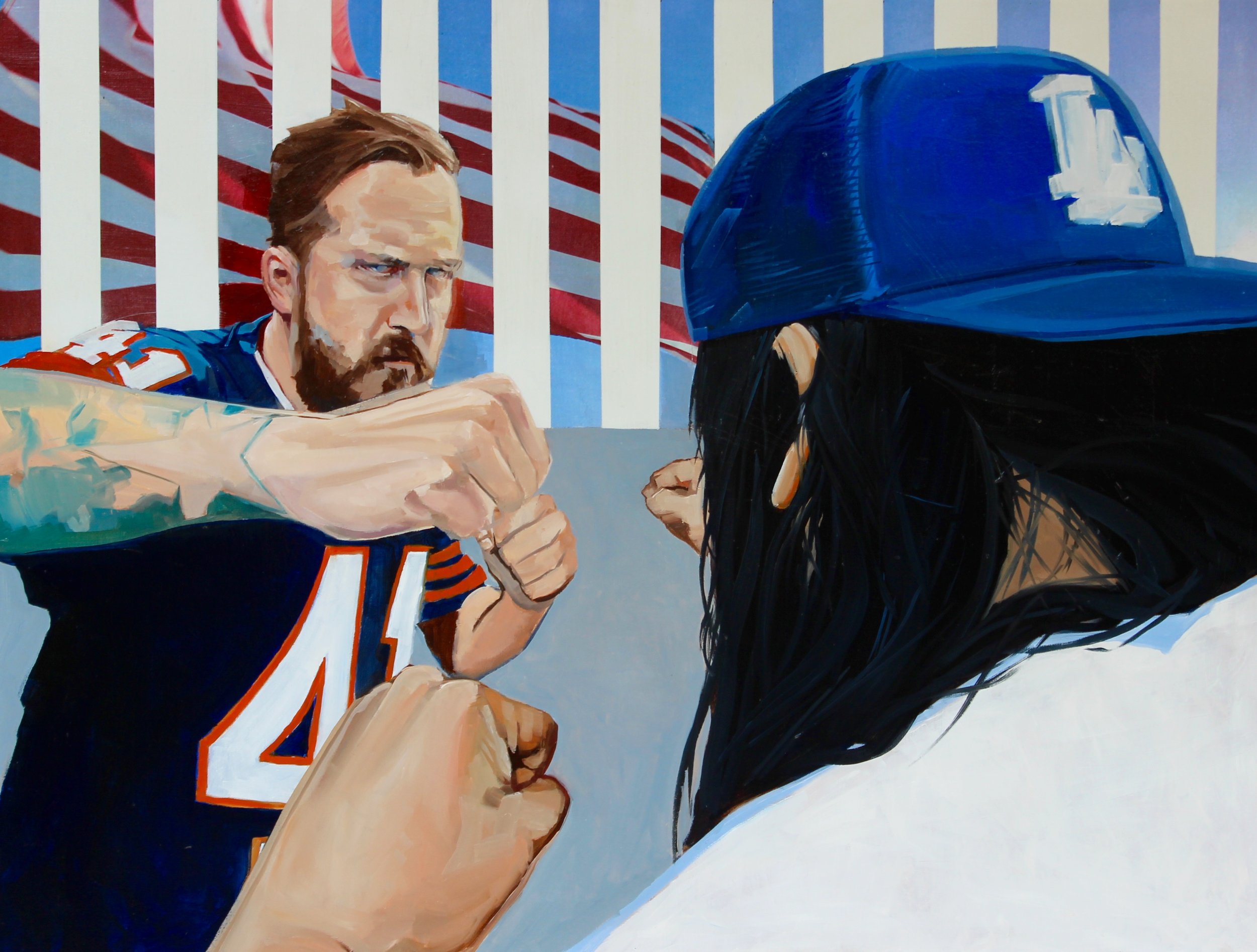   Great American Pastime  2015 paper, acrylic and oil on wood panel 24 x 32 inches 