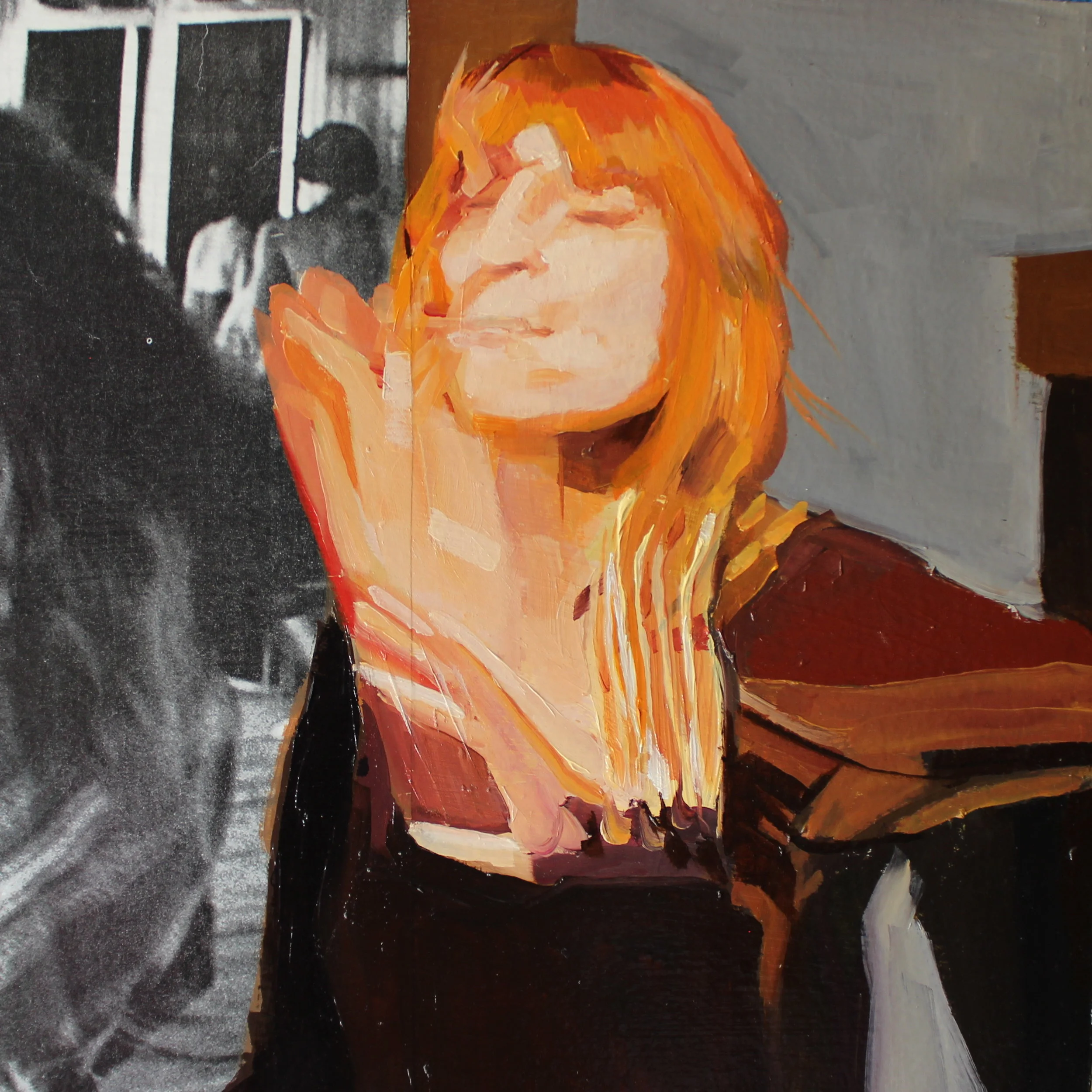 Ginger Wave 2014 paper, acrylic and oil on wood panel 10 x 10 inches