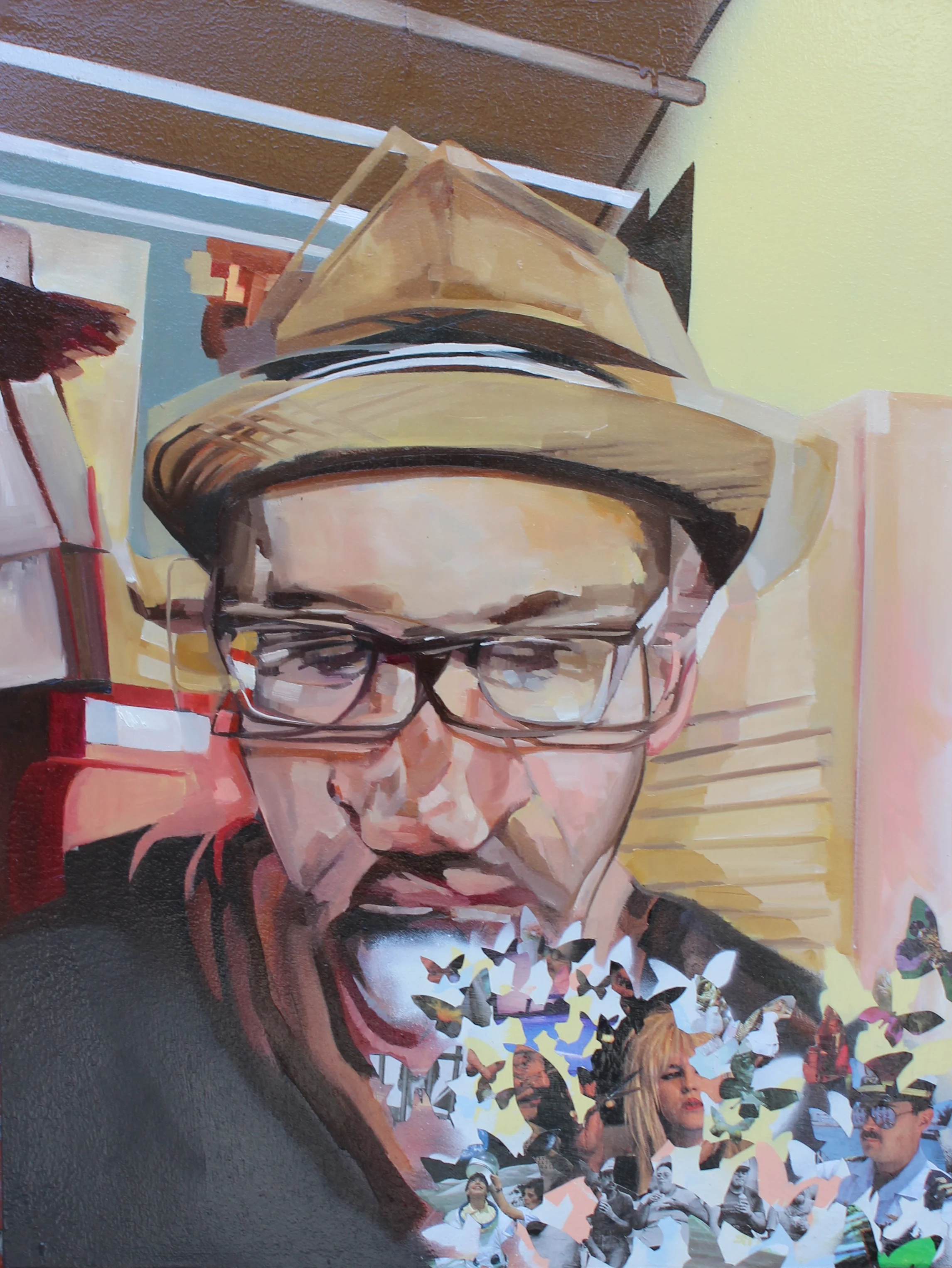 Mexican Eighty-eight 2013 paper, acrylic and oil on wood panel 32 x 24 inches