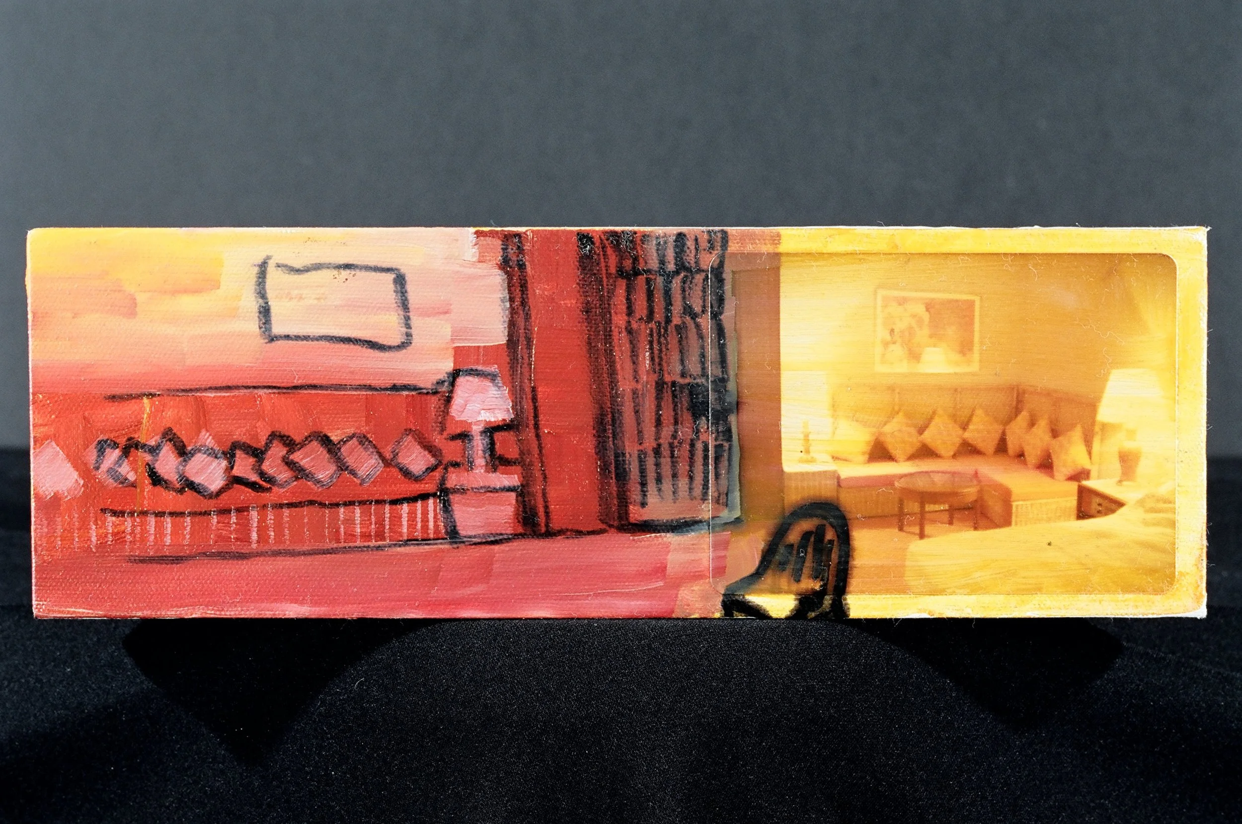   Chair   2007 paper, acrylic and oil on canvas 4 x 12 inches 