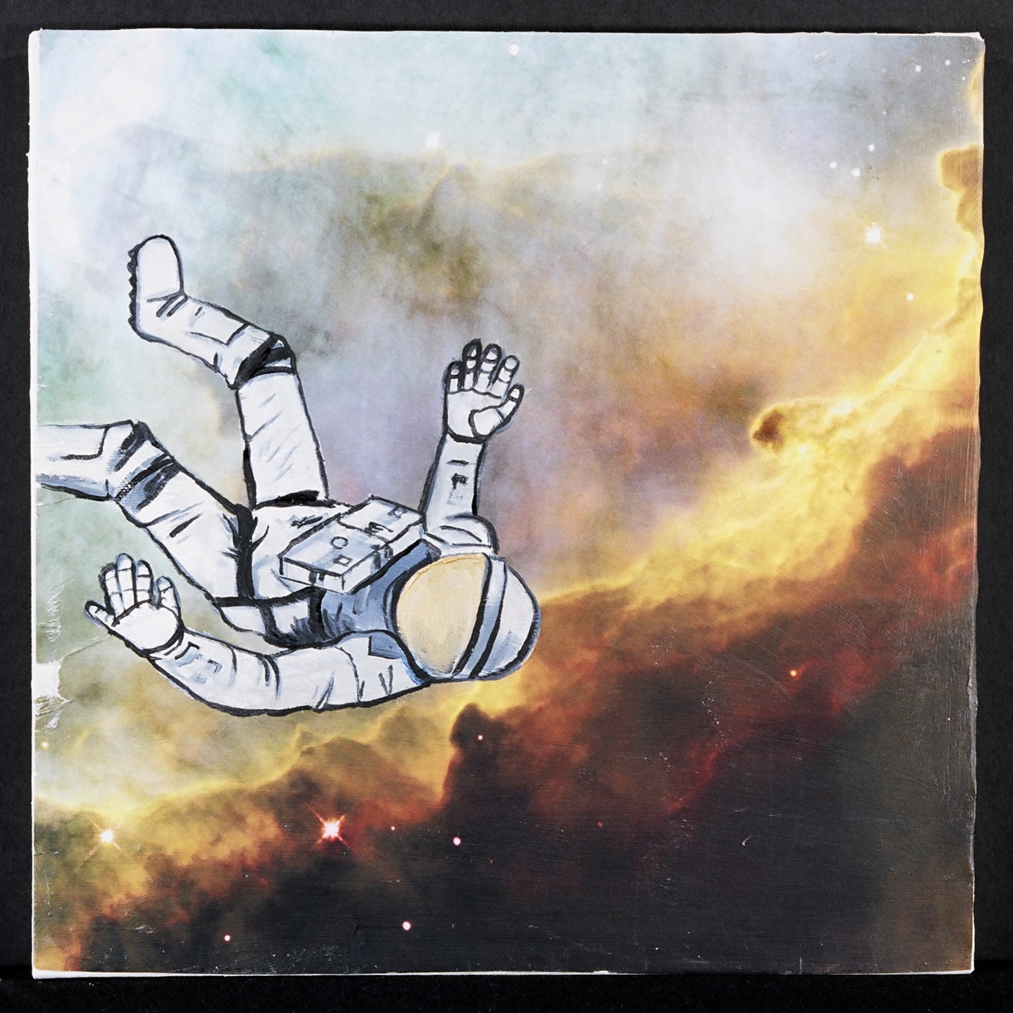 Astronaut 2005 paper and acrylic on canvas 12 x 12 inches