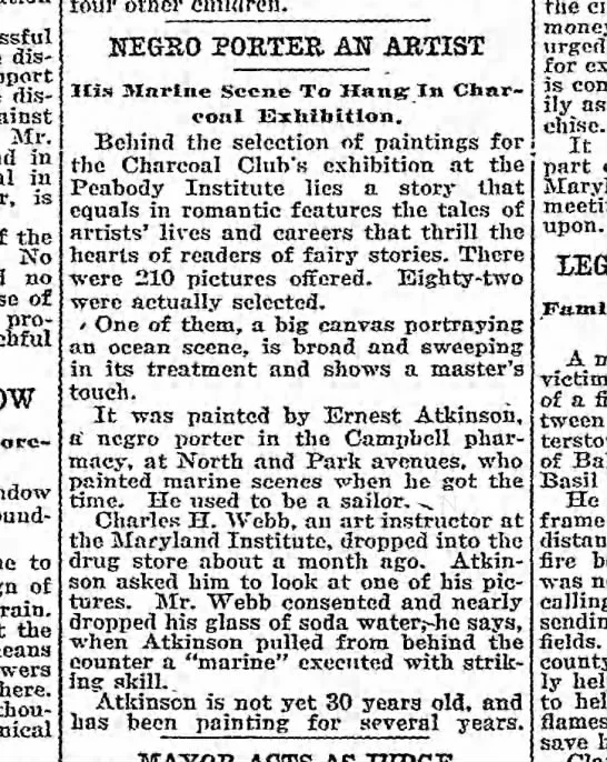 Clippings: Negro Porter An Artist, 1915