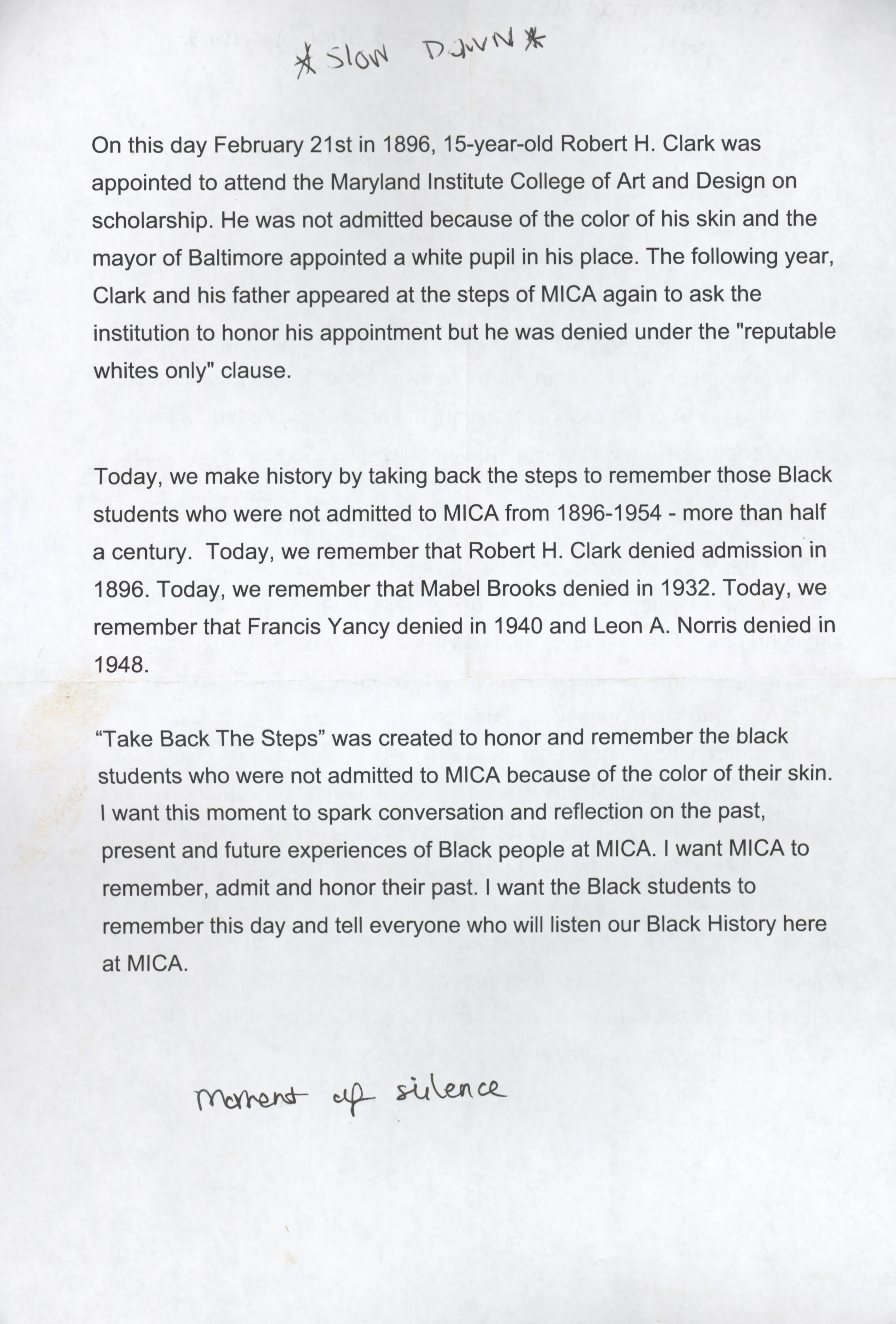 Deyane Moses’ Speech, Side 2