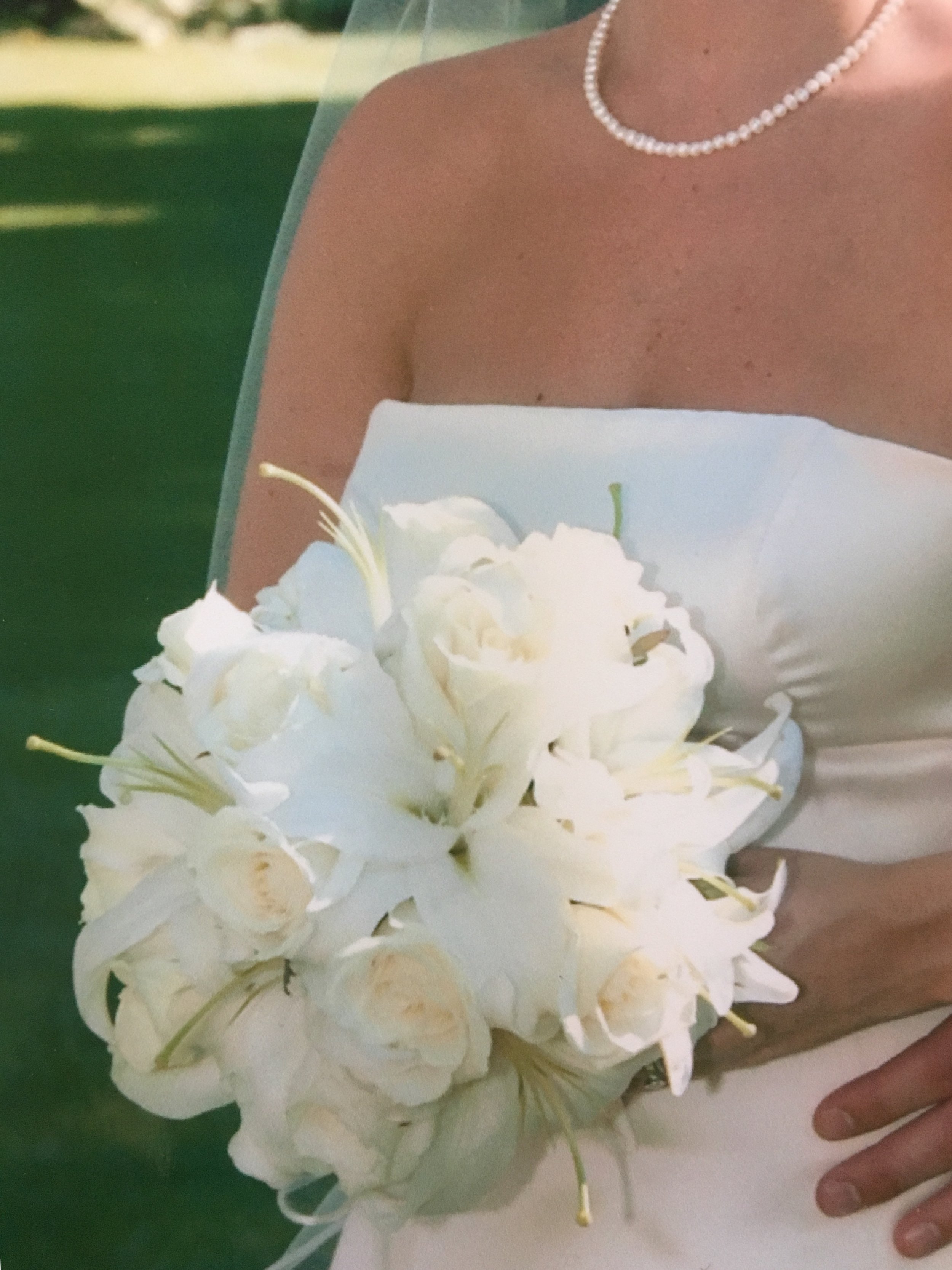 Hand-Tied Lilies and Roses Wedding Bouquet
