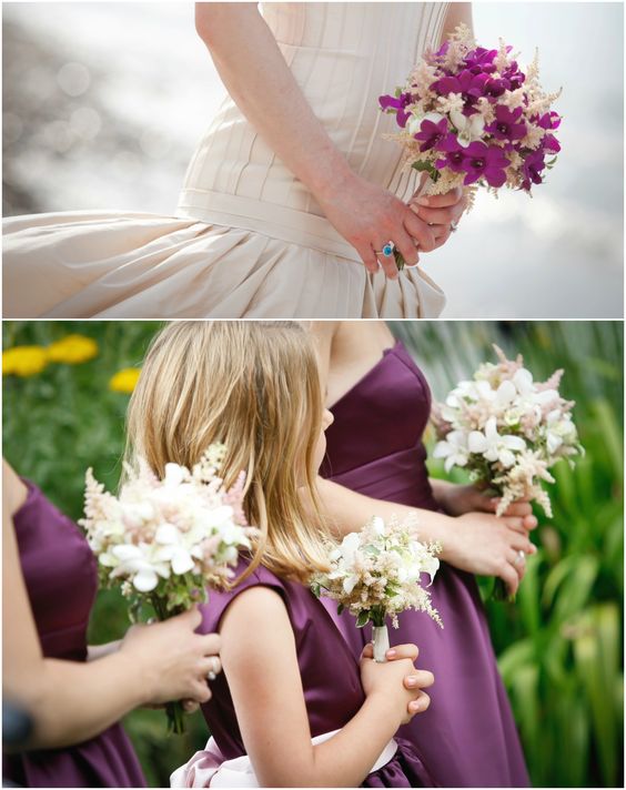 Astilbe and Orchid Wedding Bouquets