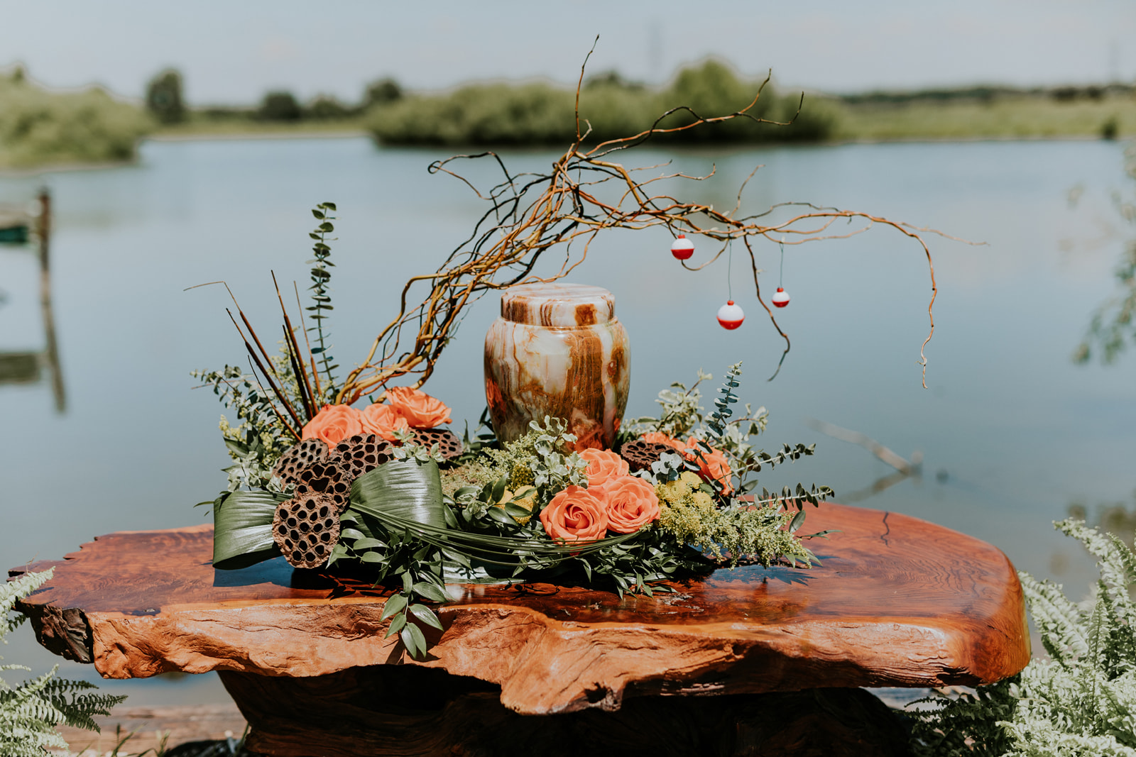 Moraine Collection Urn Arrangement with Bobbers