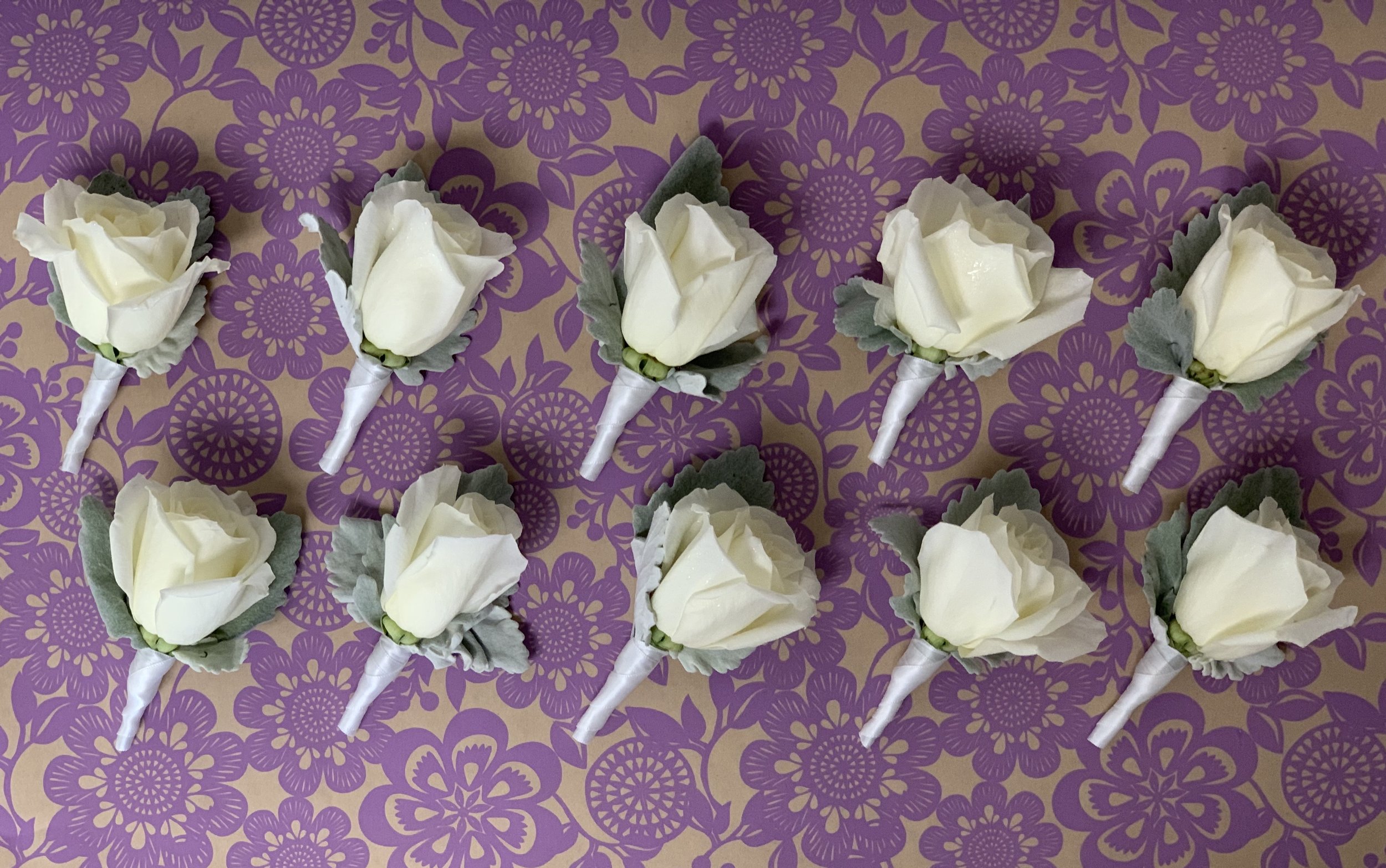 White Rose Boutonnieres for Wedding