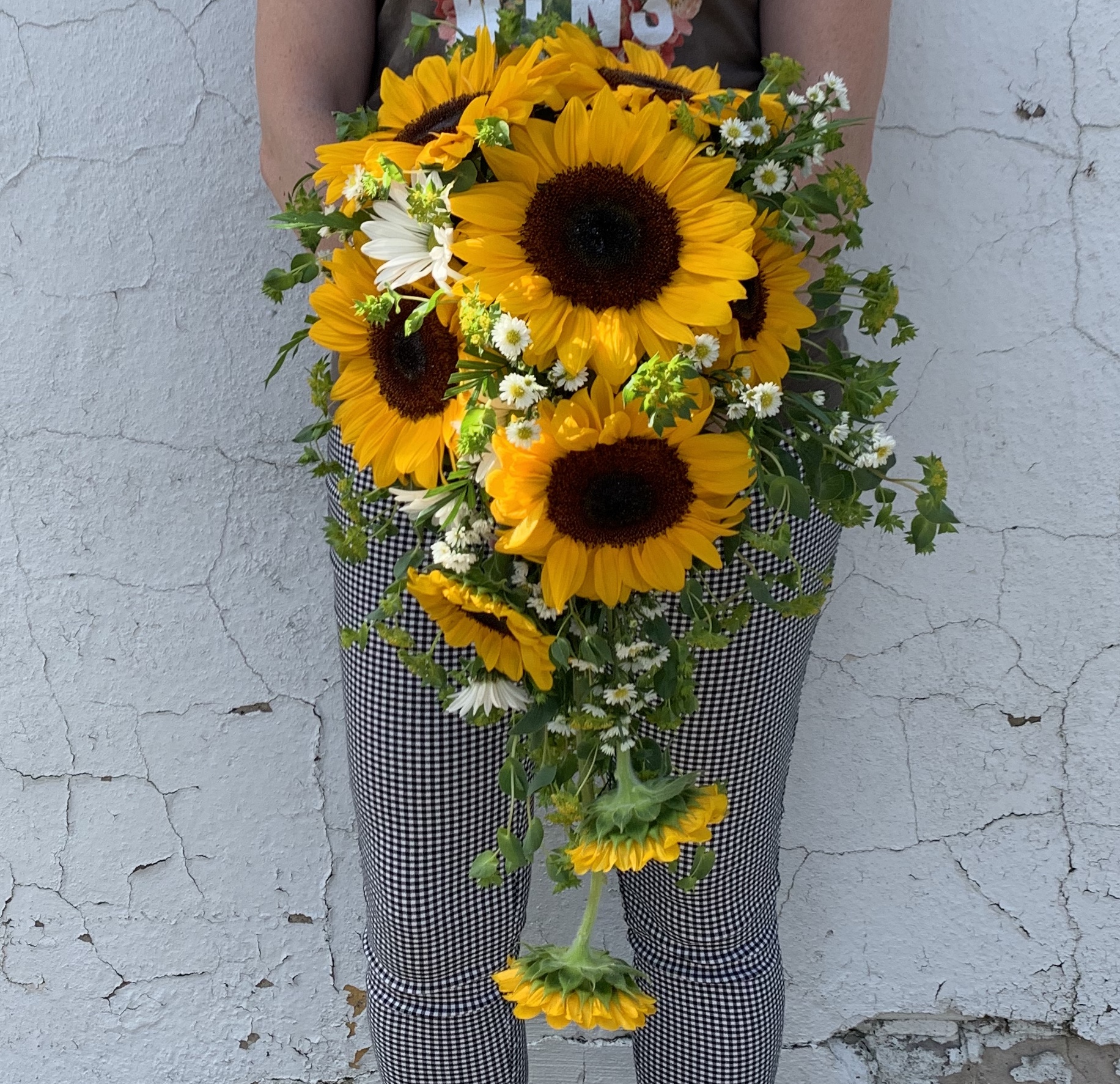 Sunflower Cascade Wedding Bouquet