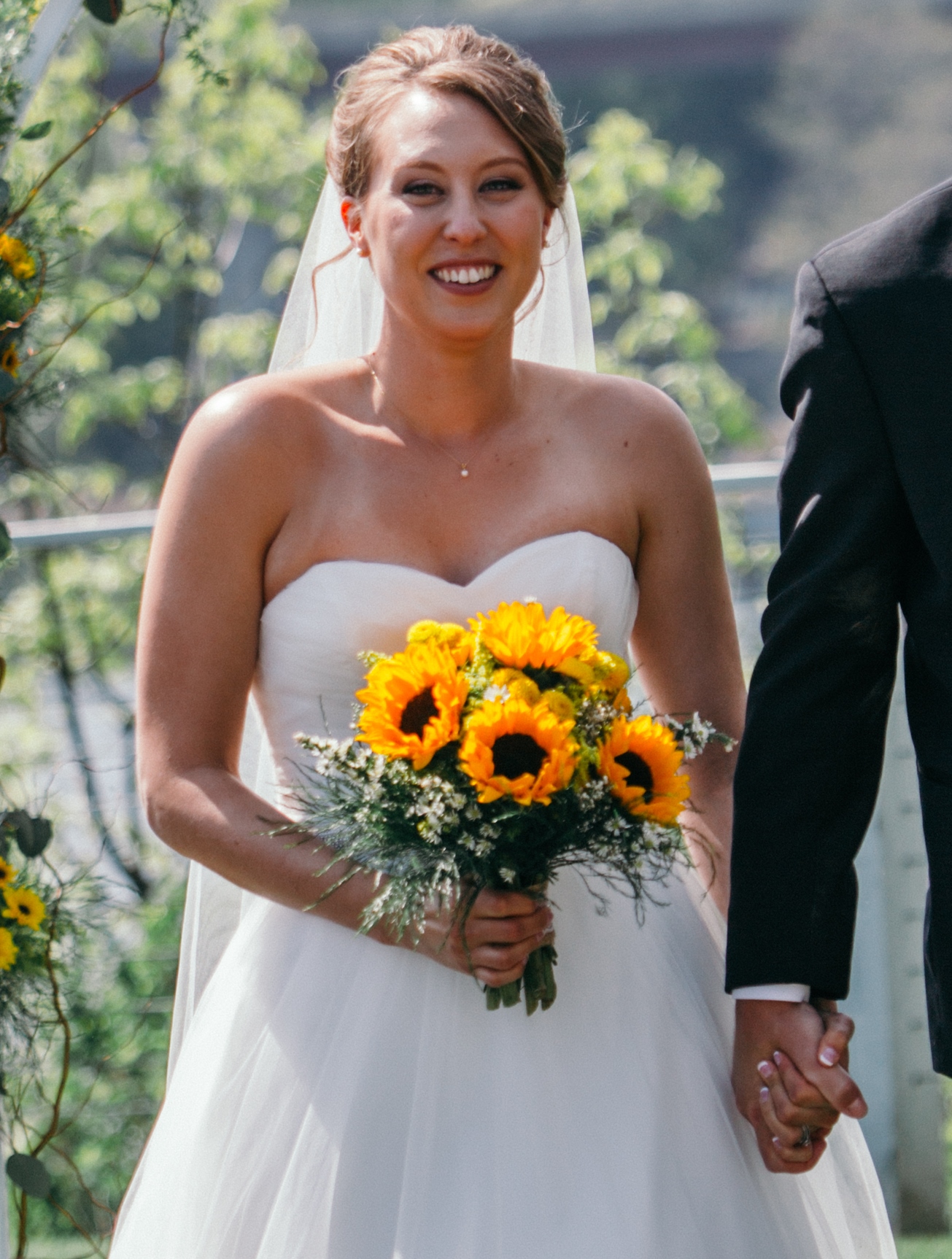 Bride with Sunflower Bouquet