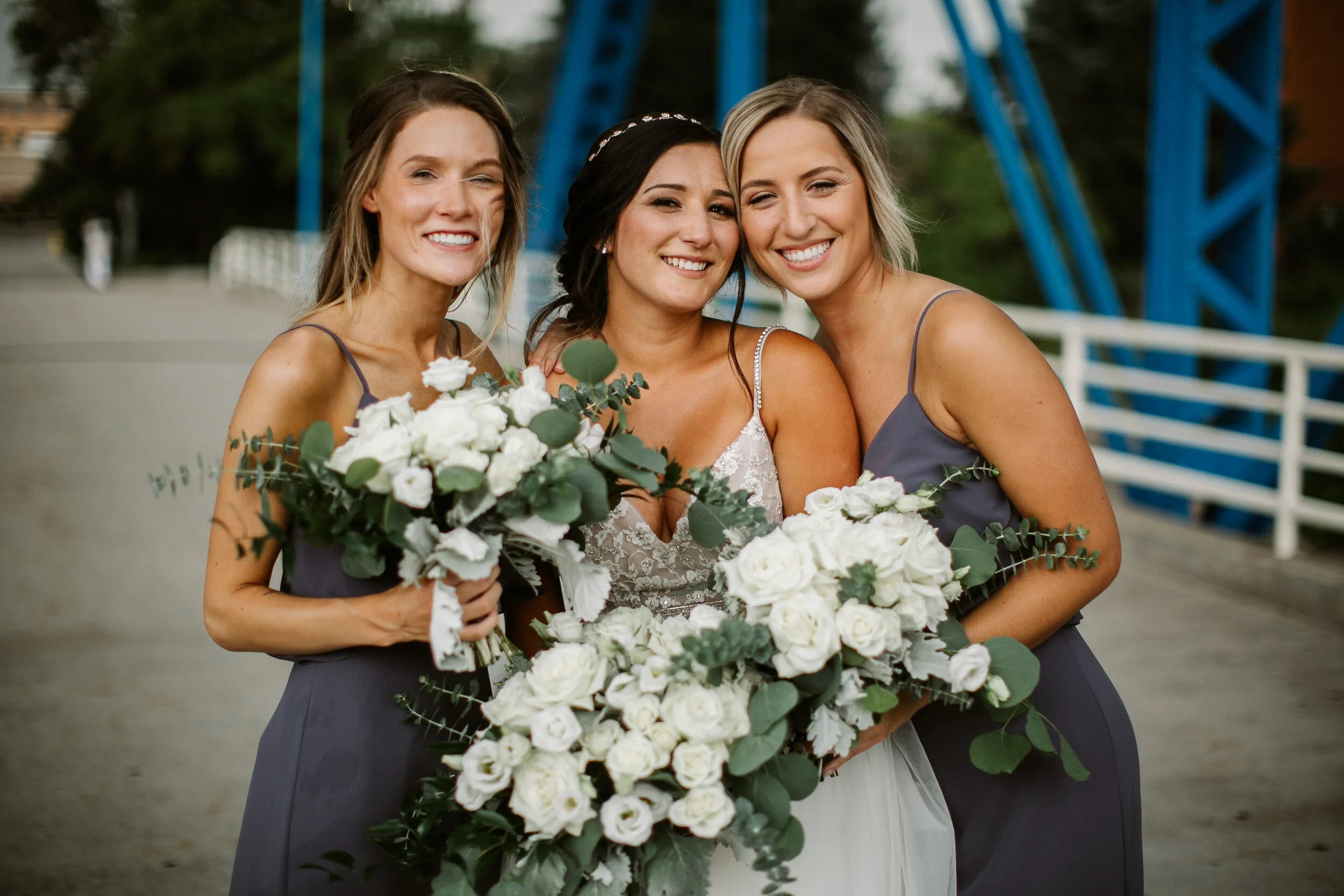 All white flowers and greenery wedding bouquets by WSFloral