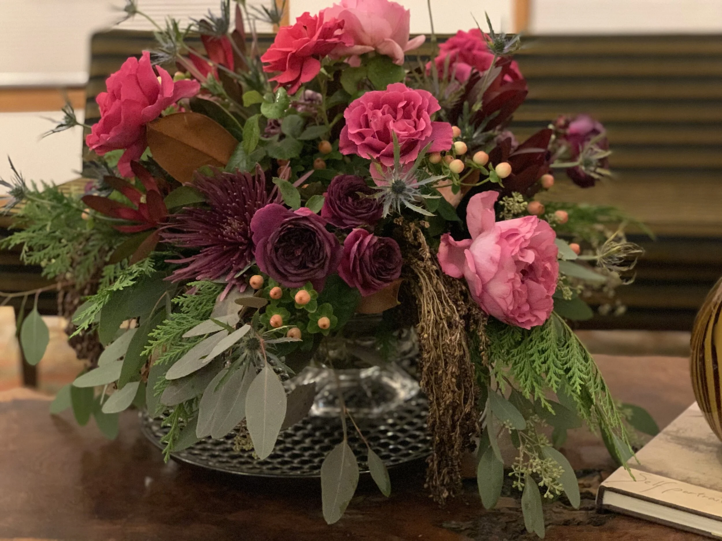 Garden Roses in Compote by Wyoming Stuyvesant Floral