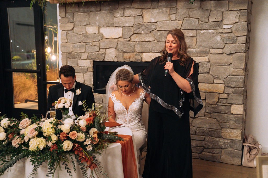 Sweetheart Table for a Fall Wedding at Bay Pointe Woods in Shelbyville, Michigan