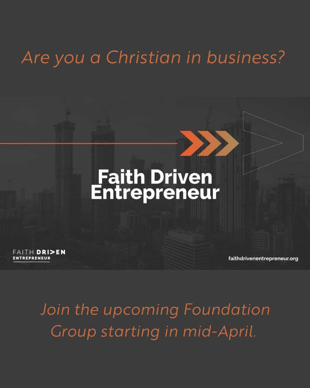 Faith Driven Entrepreneur (FDE) is a movement supporting Christians to gather and be equipped in their calling as entrepreneurs. The Street Church is partnering with FDE to support this movement and we have an upcoming Foundation Group starting on Mo