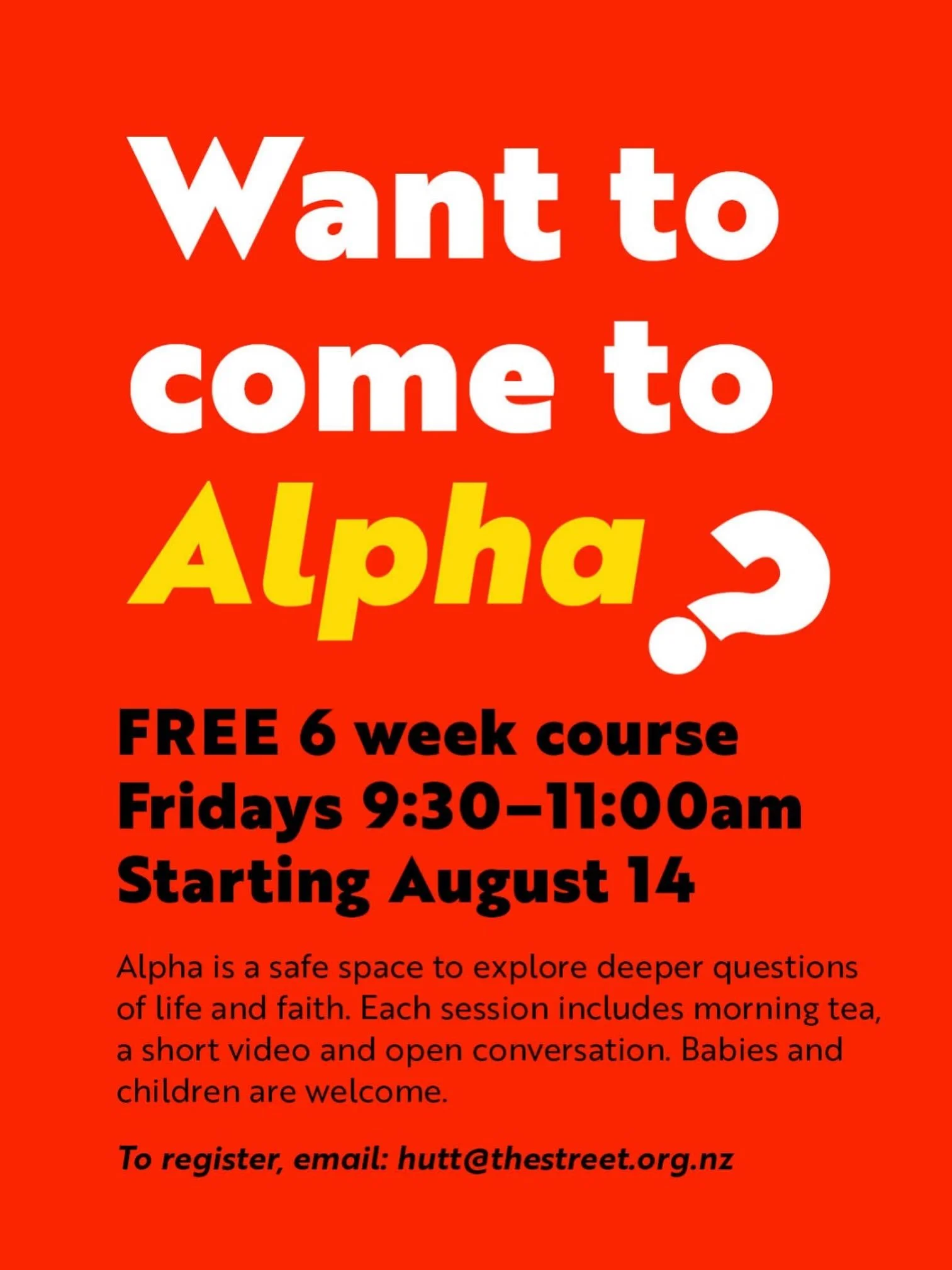 💌 YOU&rsquo;RE INVITED - Ever wondered what the Christian faith is all about? 

Alpha is for anyone curious 💭 No judgement, no pressure. Each session unpacks a big question of life, faith and purpose. Say as much or as little as you want. Come alon