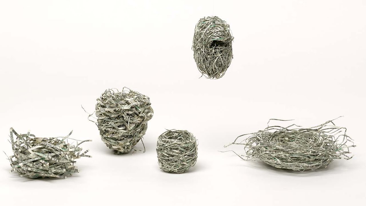 Hall, Fiona. Tender . 2003. US dollars, wire and vitrines, variable. Queensland Art Gallery, Gallery of Modern Art.