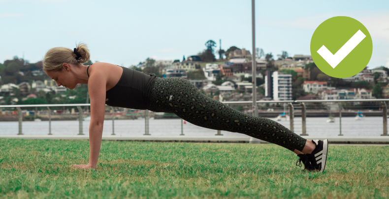 A pilates plank done correctly