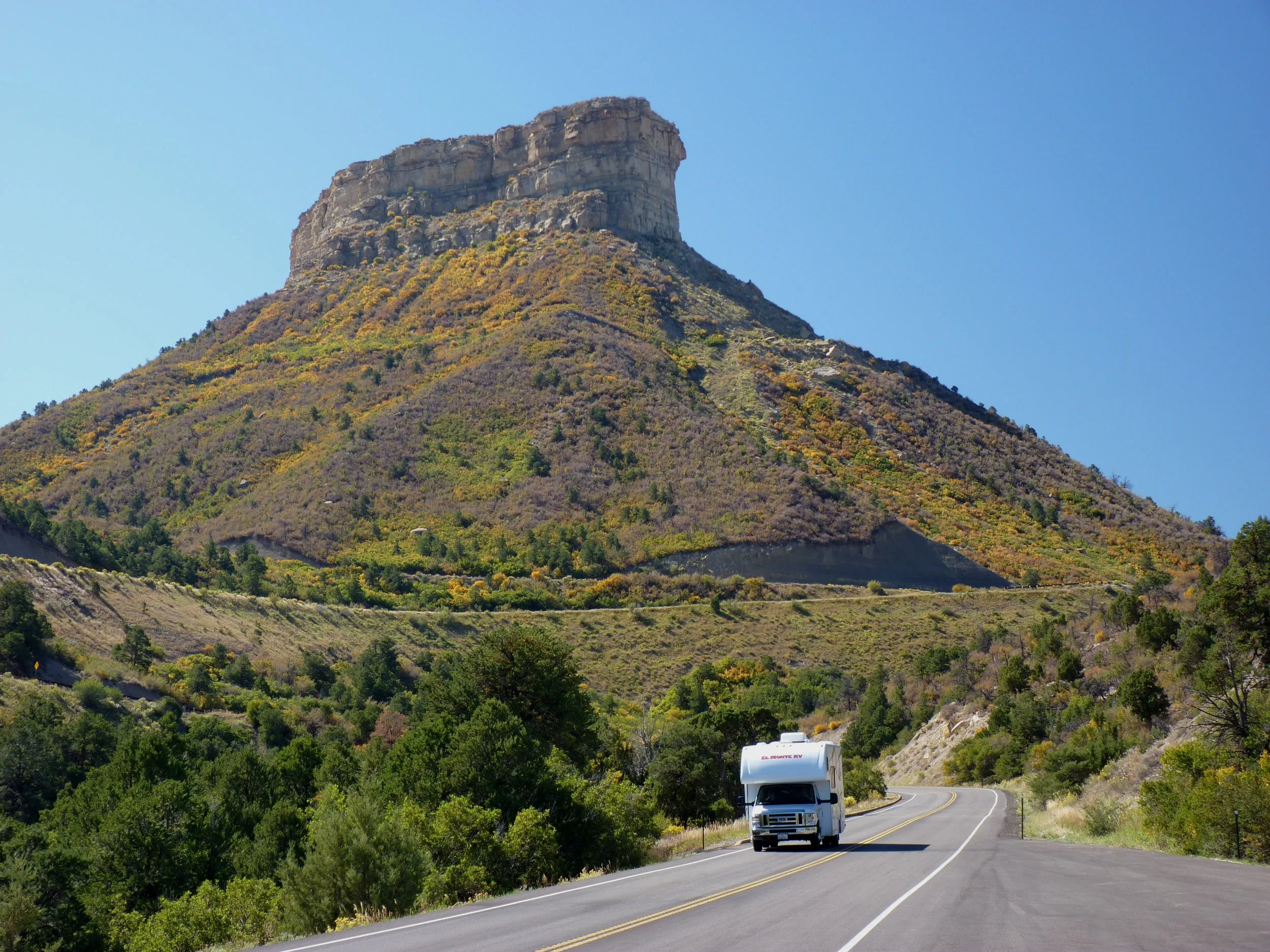 Driving up to the top of the mesa