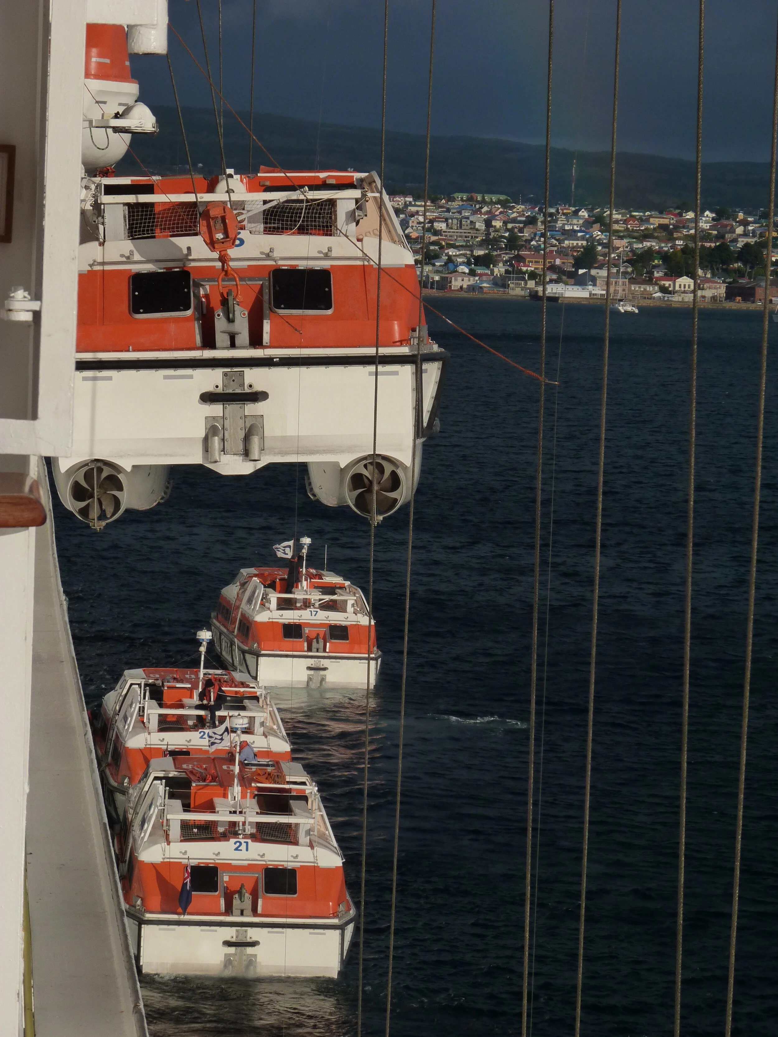 Lowering the tender boats