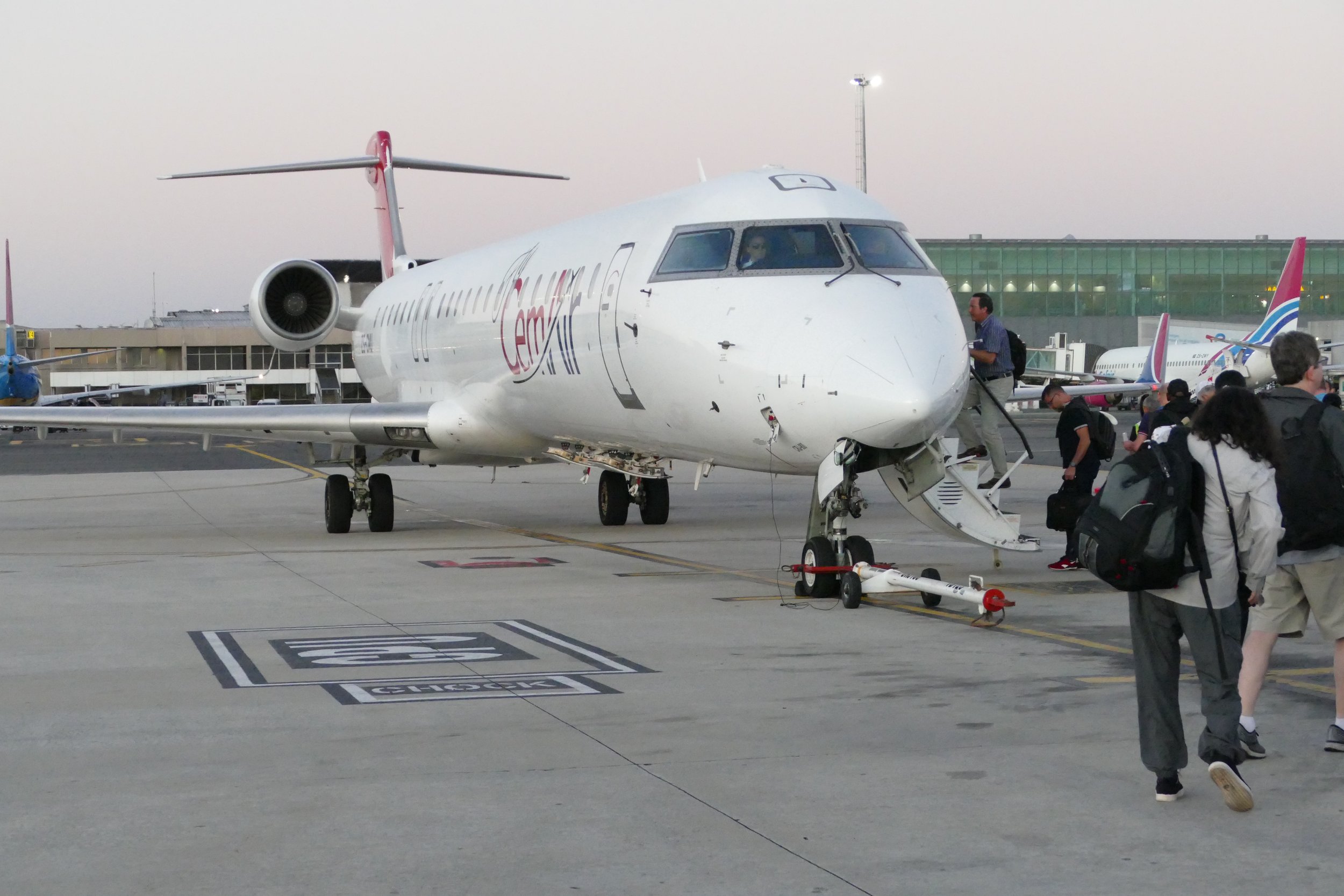  Boarding our Cem Air plane for Durban 