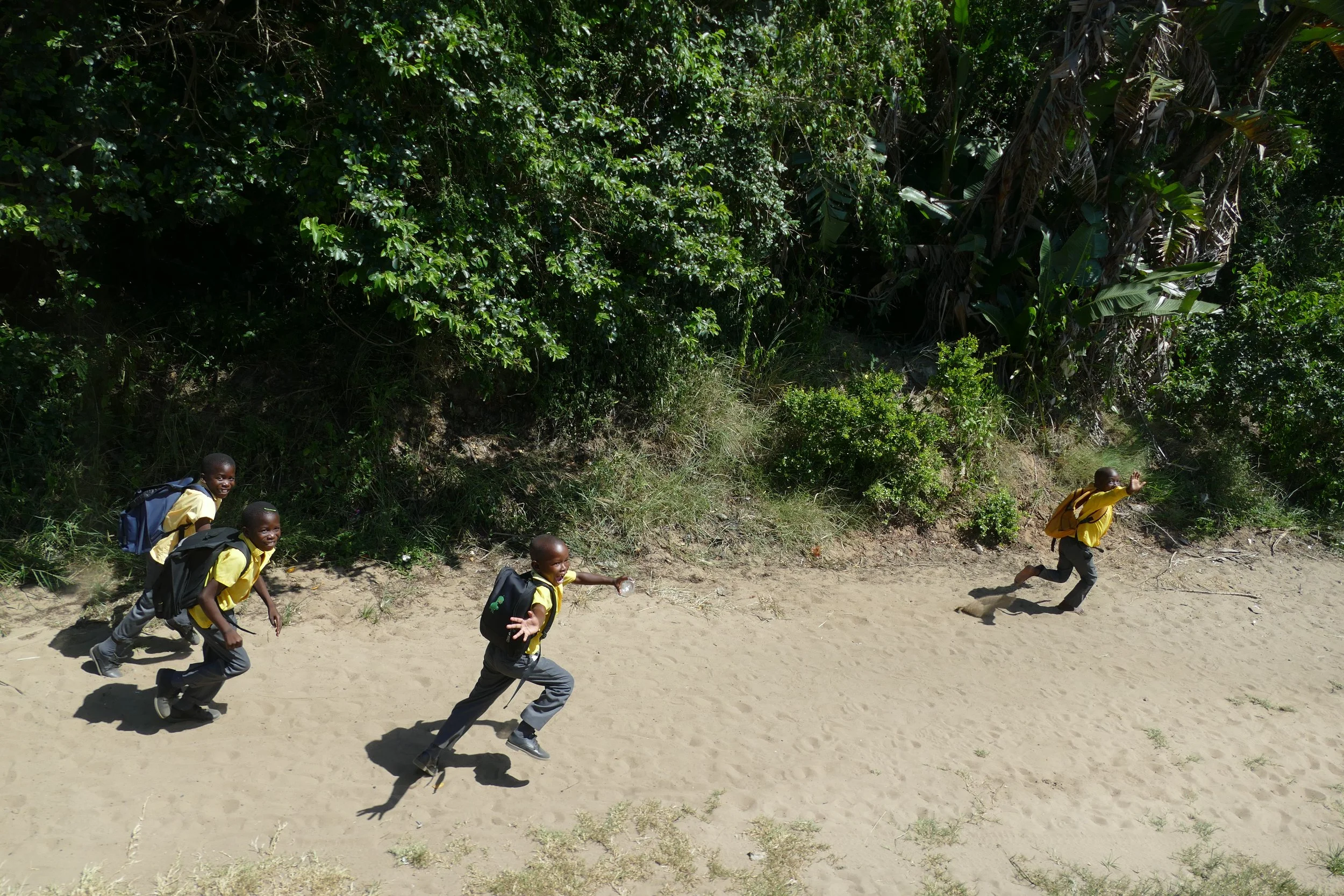  School children excited to see our bus 