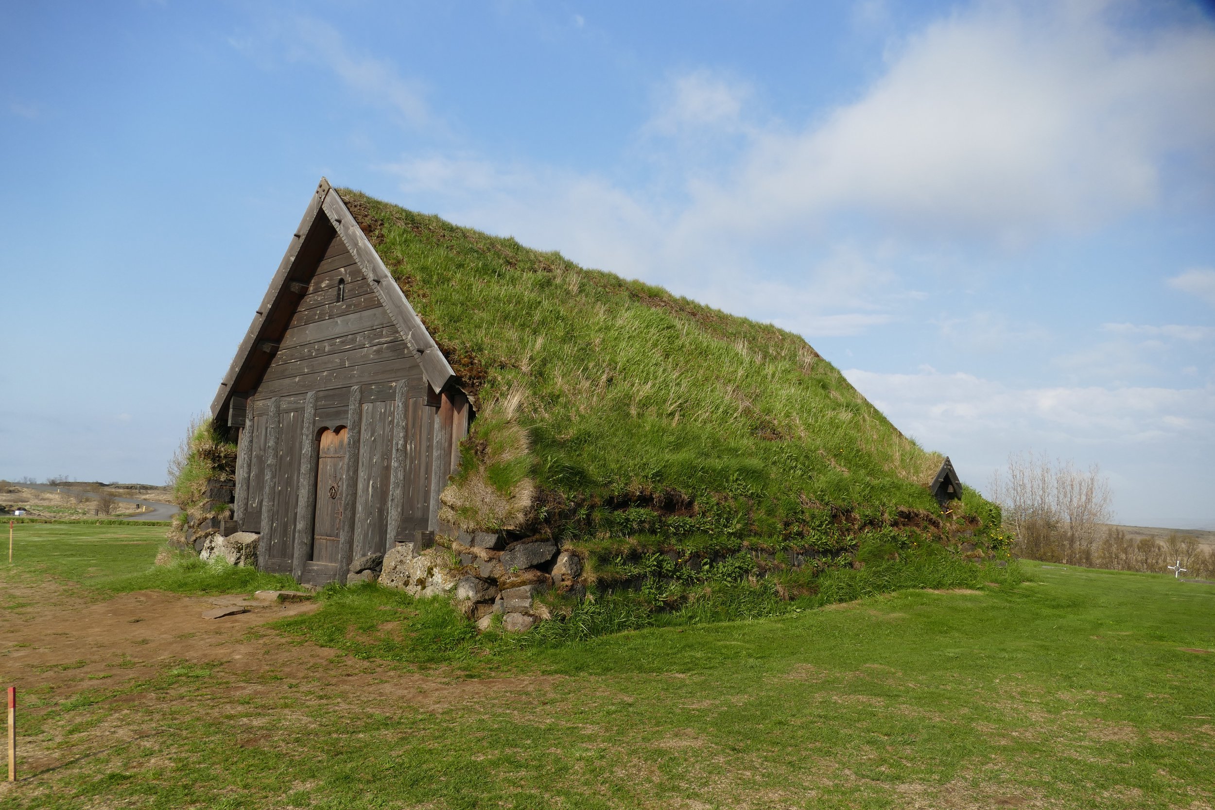  Storage building covered in sod 