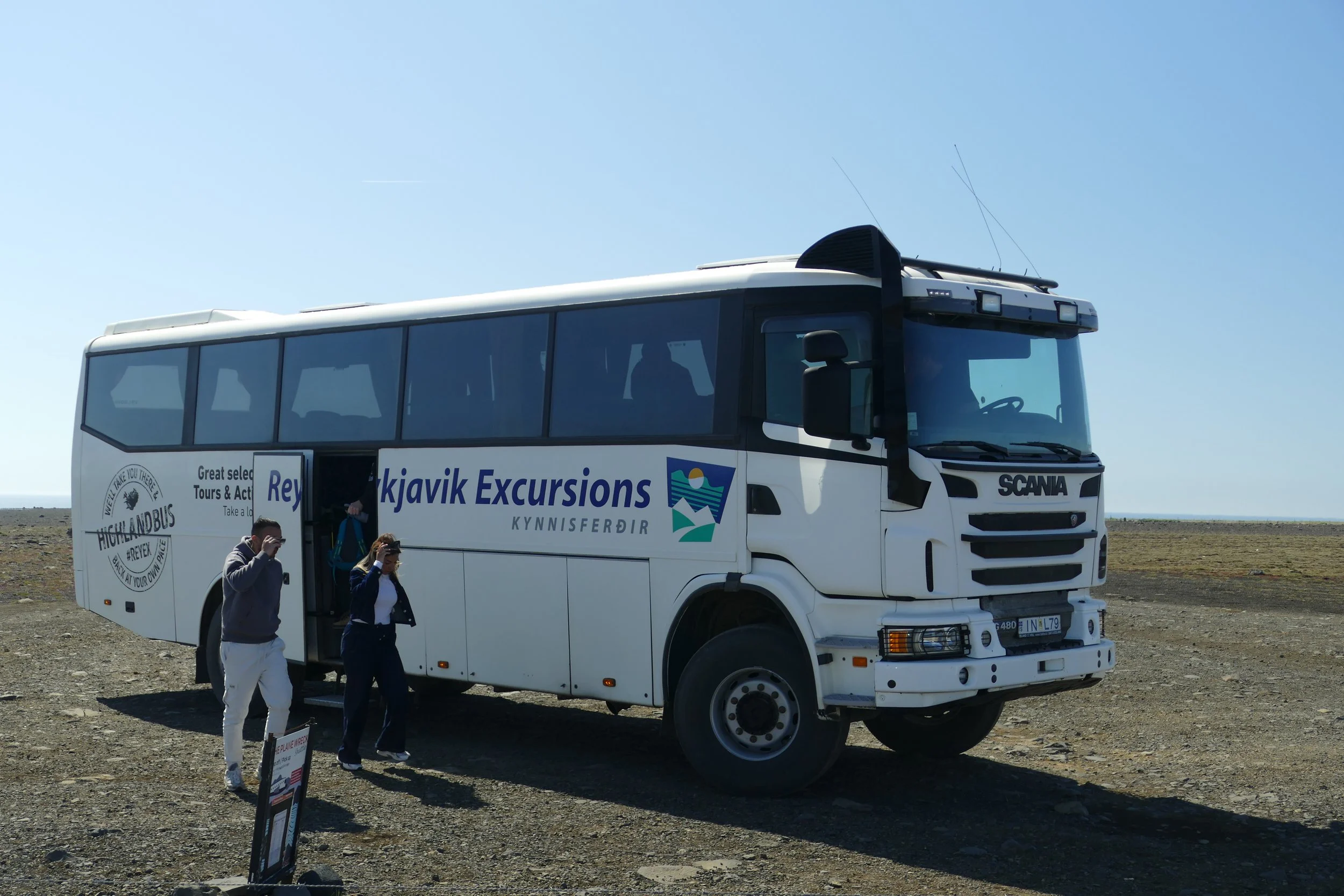  Bus taking visitors to the plane wreck beach 