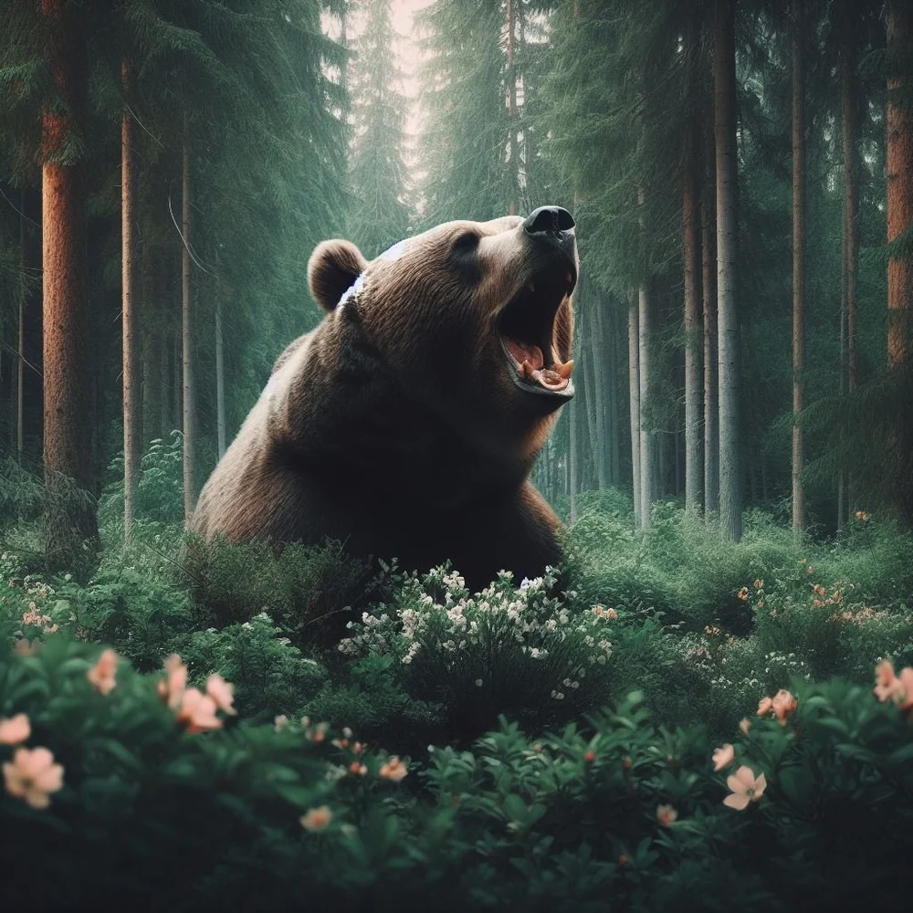 Bear attack in the pines