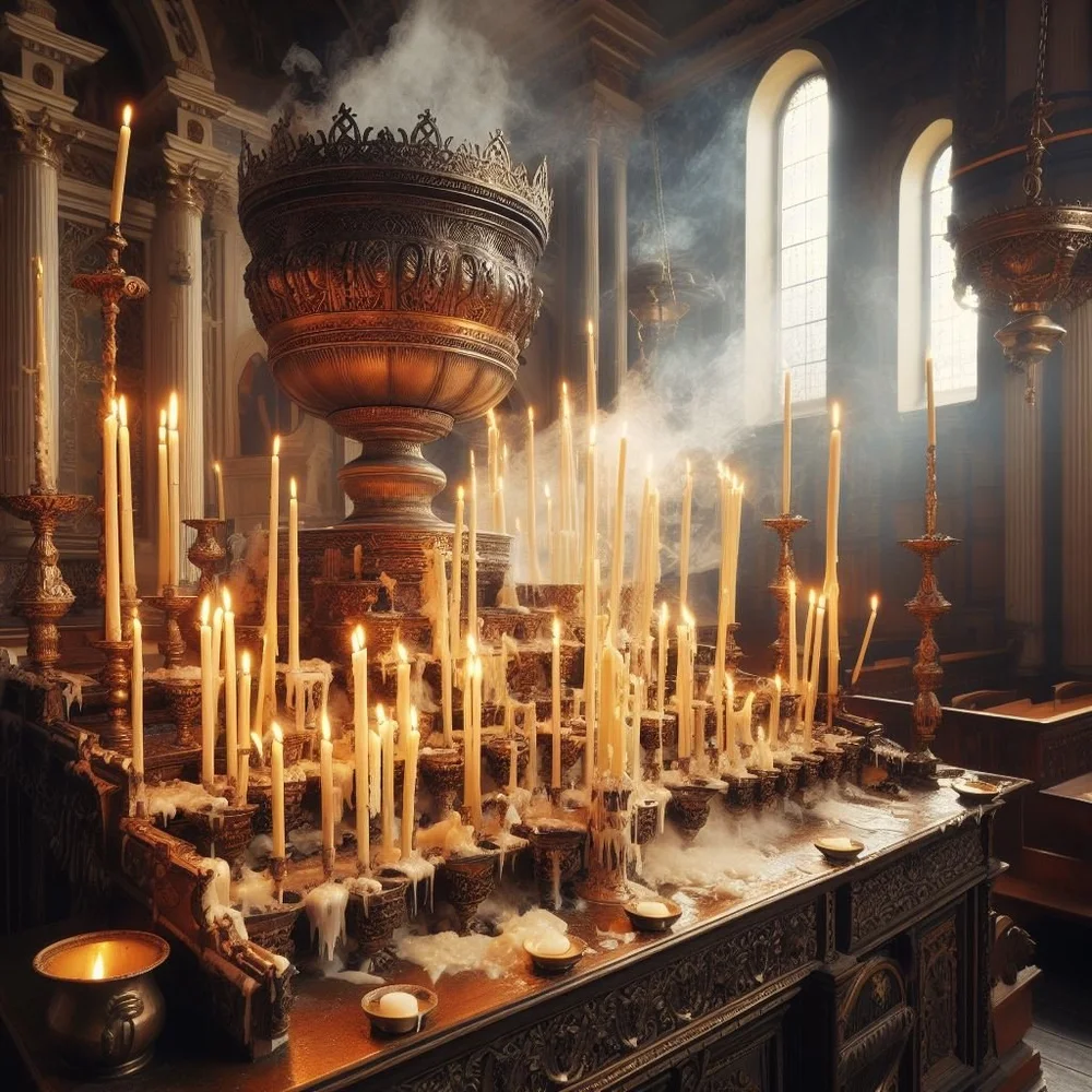 Church apse candle smoke