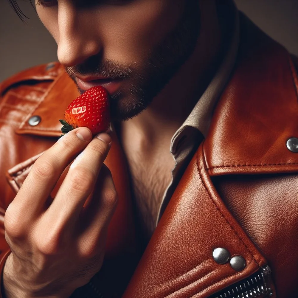 Strawberries, smoky leather