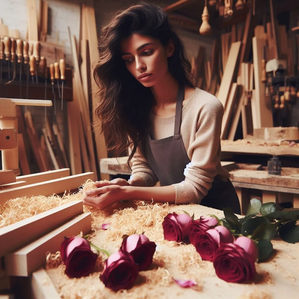Rosy wood shavings