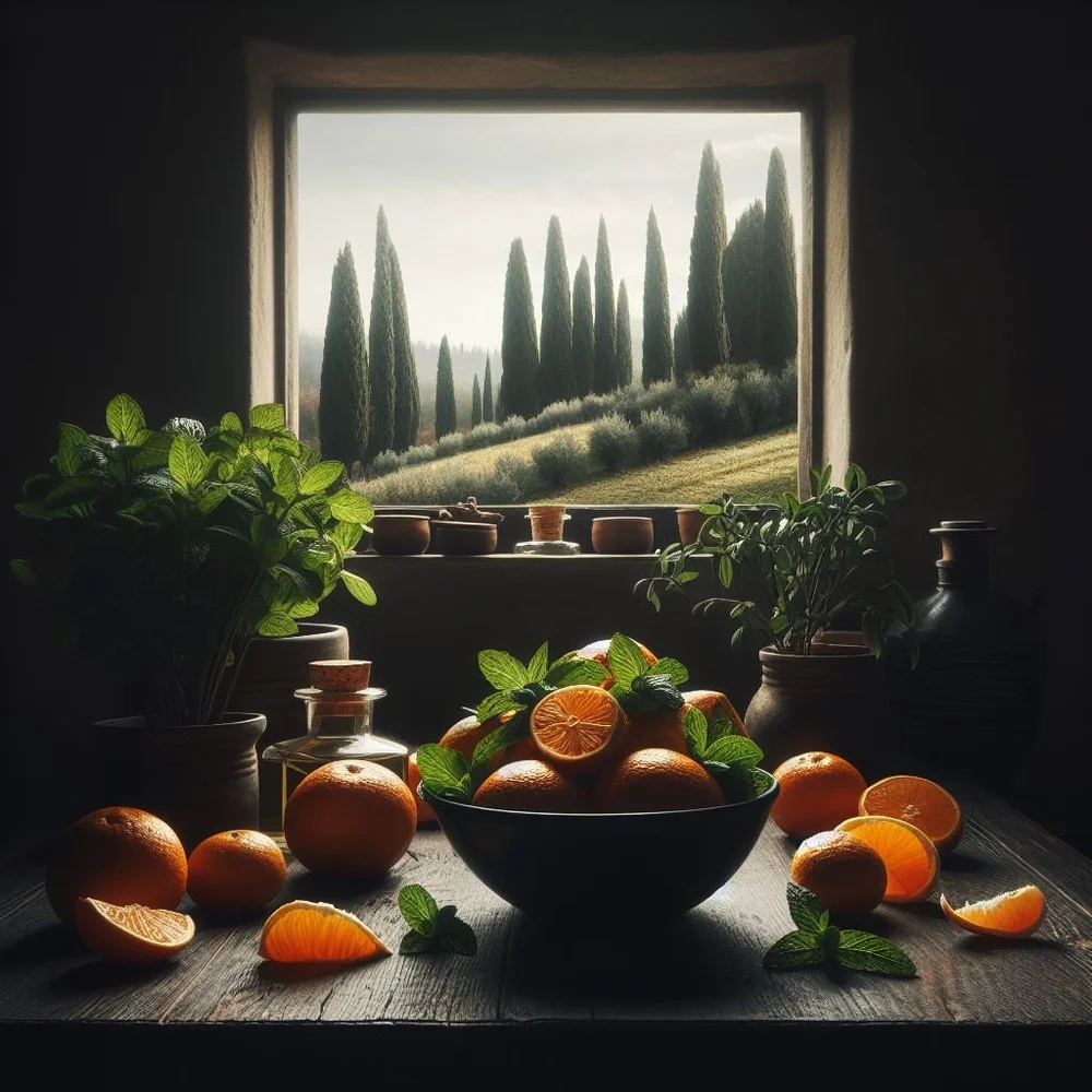 Dark green cypresses