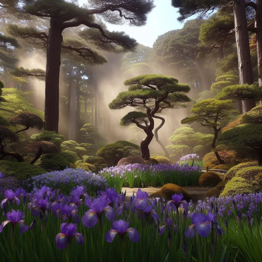 Smooth wood dusted by iris