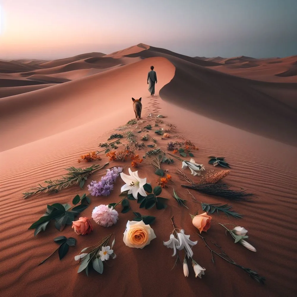 Amber, sun-warmed sand at dusk