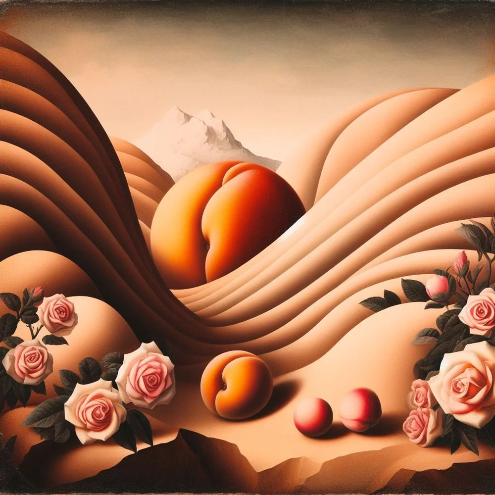 Intimate roses and dry ripe peaches