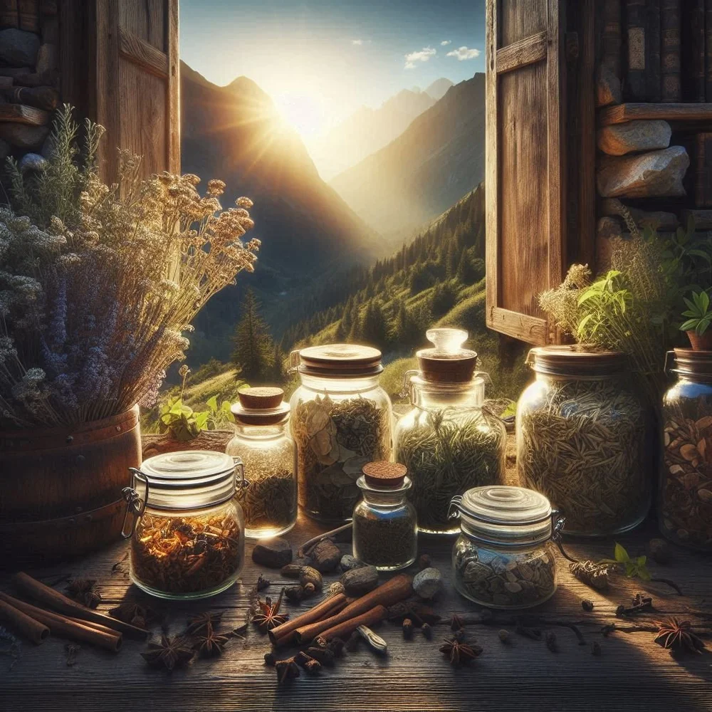 Dried herbs in the mountain air