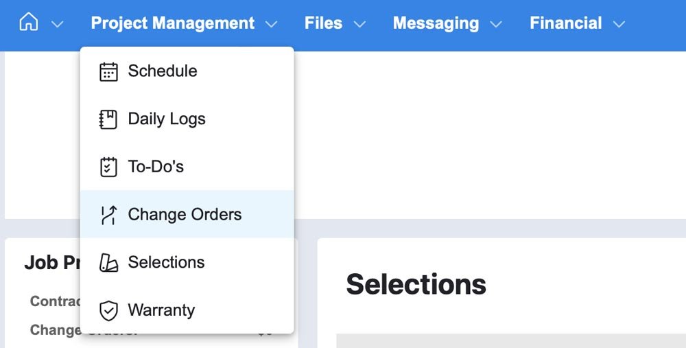 BuilderTrend Navigation Change Orders