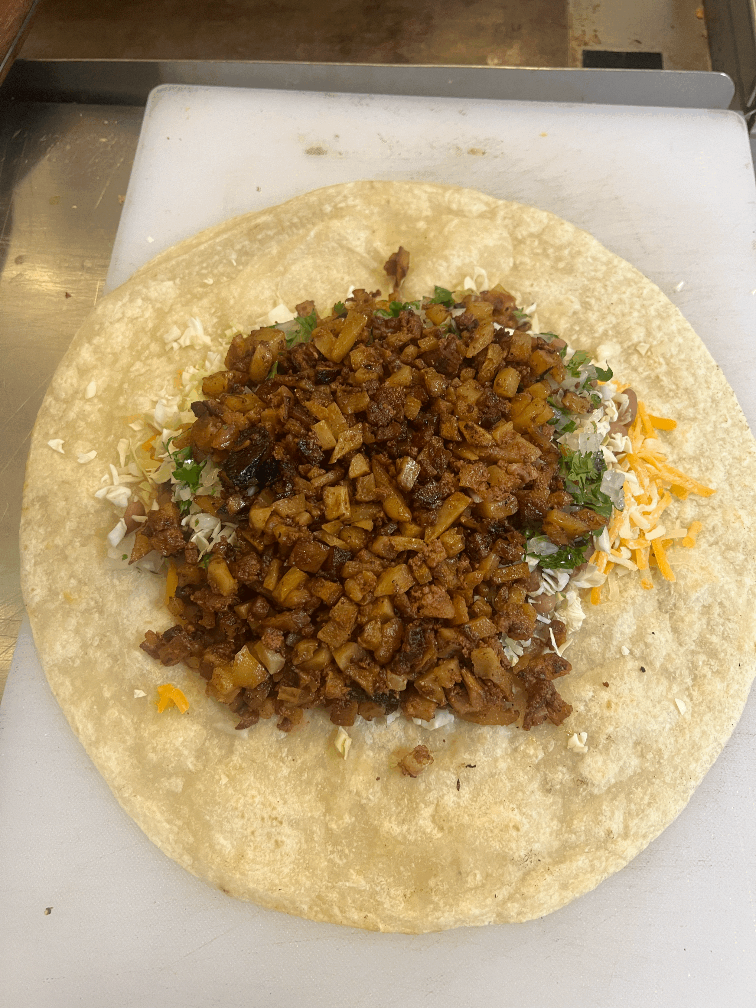 Beef Chorizo with Potatoes Burrito